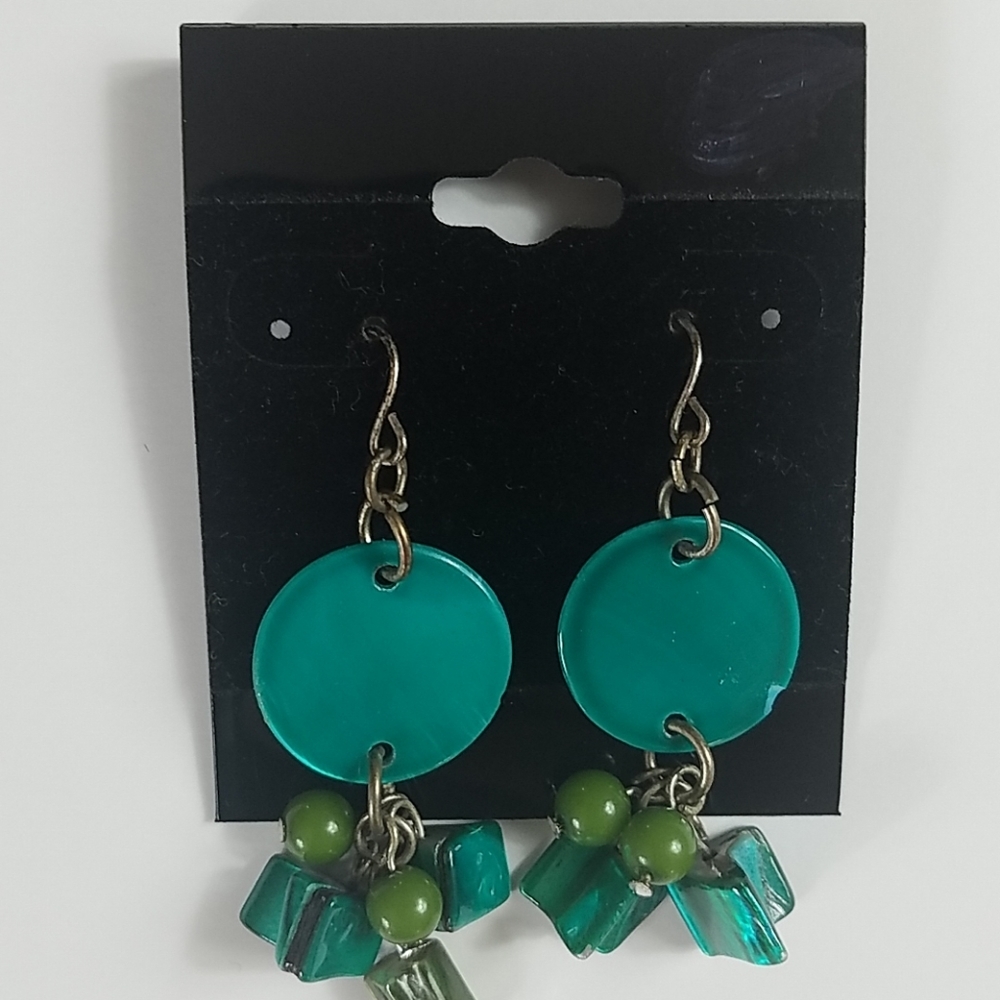 Fashion jewelry, Teal pierced earrings
